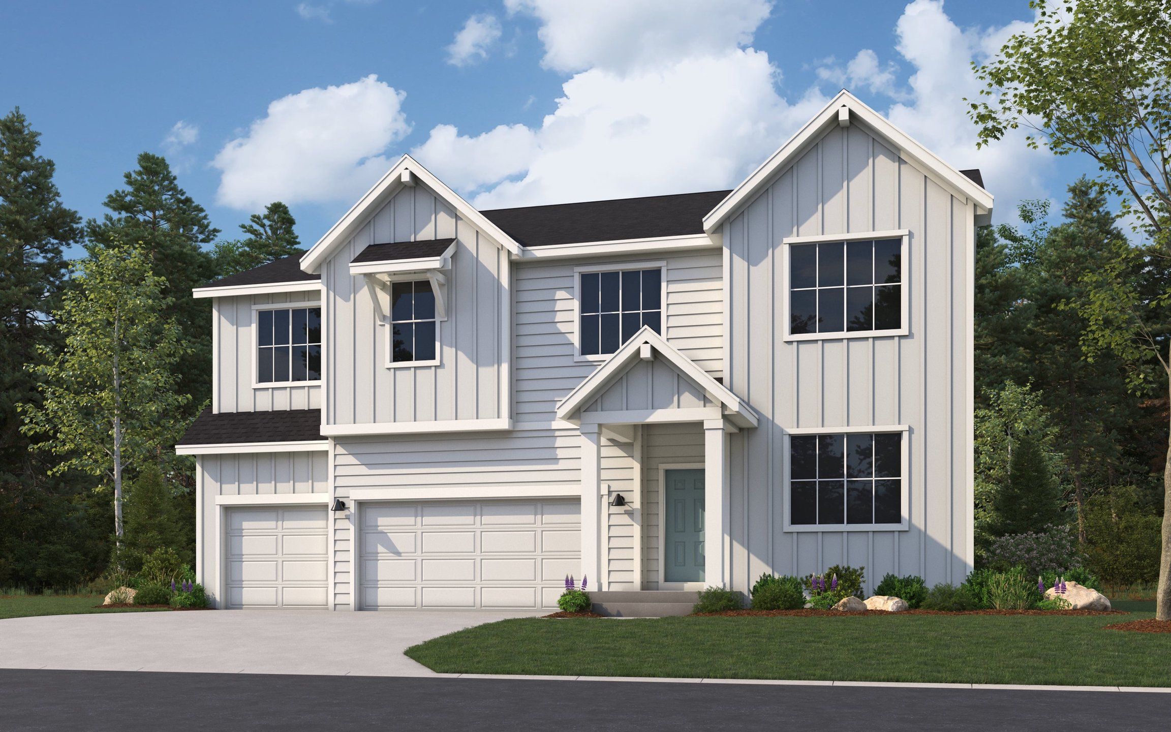Front exterior of a new home in Spring Valley Ranch, Elizabeth, CO, highlighting curb appeal (Image 1). Front exterior of a new home in Spring Valley Ranch, Elizabeth, CO, highlighting curb appeal (Image 1).