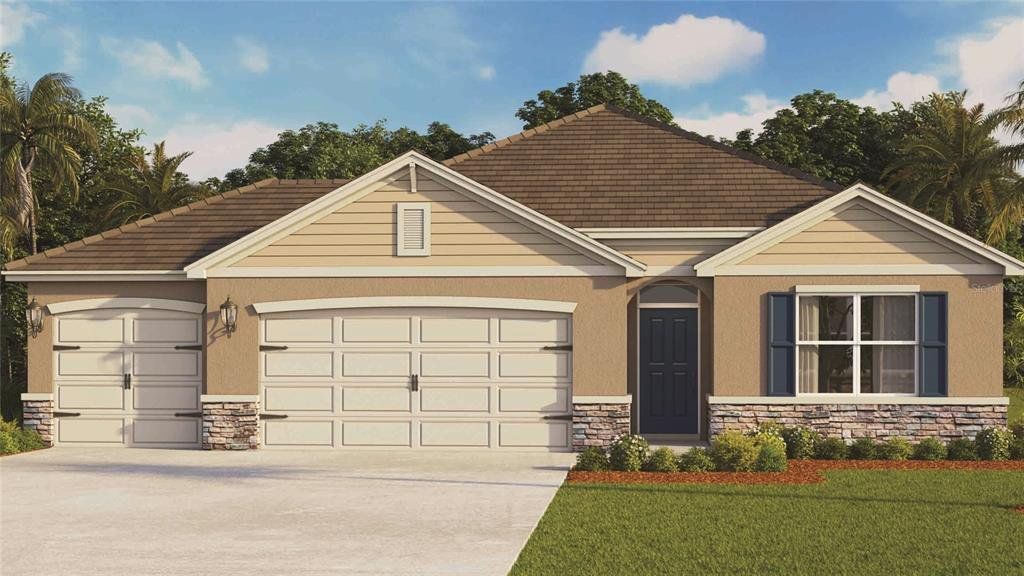 Front exterior of a new home in Bradbury Estates, Sanford, FL, highlighting curb appeal (Image 1). Front exterior of a new home in Bradbury Estates, Sanford, FL, highlighting curb appeal (Image 1).