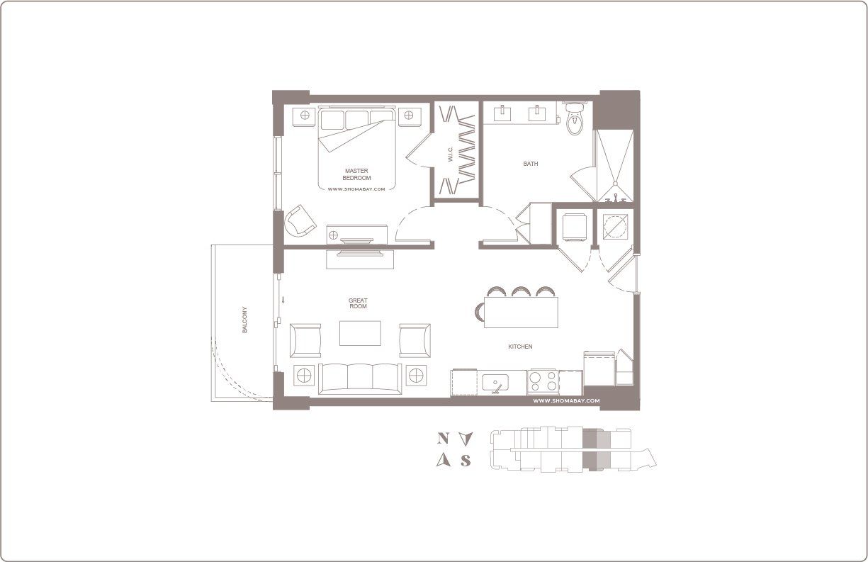 2D floor plan layout for the A1 by Shoma Group in Shoma Bay, North Bay Village, FL (Image 1).