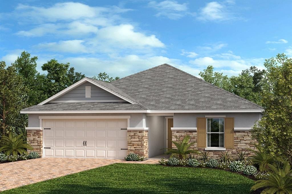 Front exterior of a new home in Reserve at Forest Lake II, Lake Wales, FL, highlighting curb appeal (Image 1). Front exterior of a new home in Reserve at Forest Lake II, Lake Wales, FL, highlighting curb appeal (Image 1).