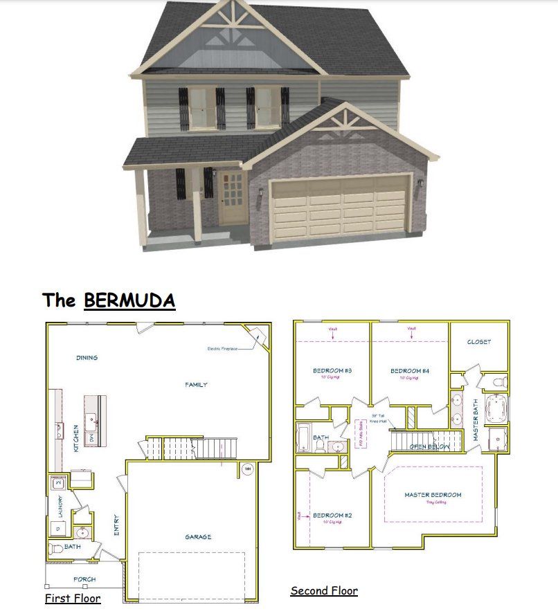 2D floor plan layout for the Bermuda by Capshaw in Walker Commons, Hampton, GA (Image 1).