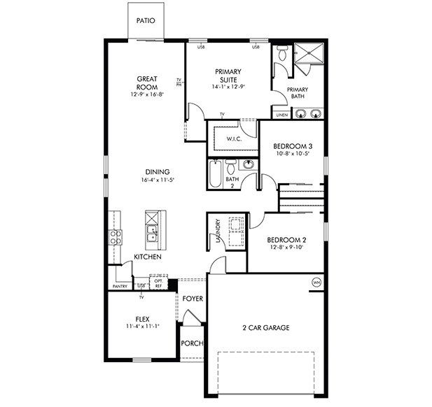 2D floor plan layout of this home in Bradbury Creek - Signature Series, Haines City, FL (Image 1). 2D floor plan layout of this home in Bradbury Creek - Signature Series, Haines City, FL (Image 1).
