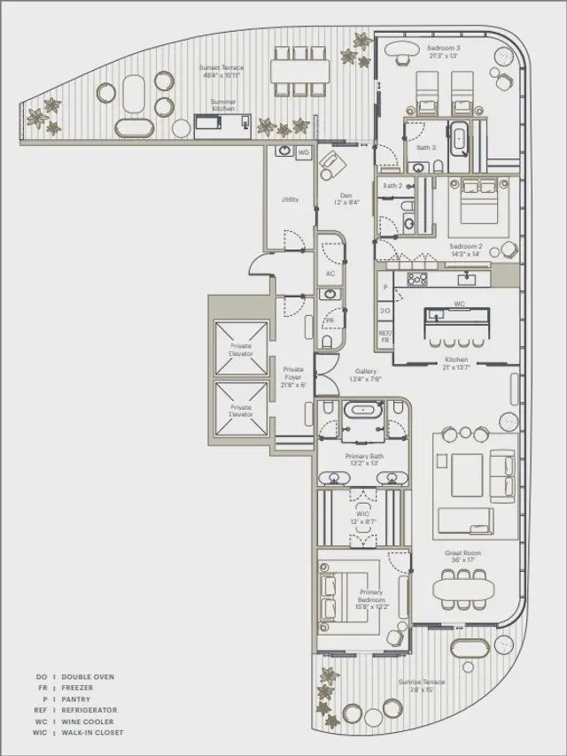 2D floor plan layout for the C Residence by Ytech in Residences at 1428 Brickell, Miami, FL (Image 1). 2D floor plan layout for the C Residence by Ytech in Residences at 1428 Brickell, Miami, FL (Image 1).