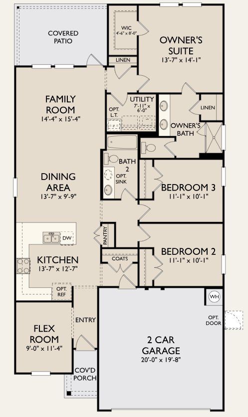 2D floor plan layout for the Brodie by Ashton Woods in Cannon Ranch 45s, Dripping Springs, TX (Image 1).
