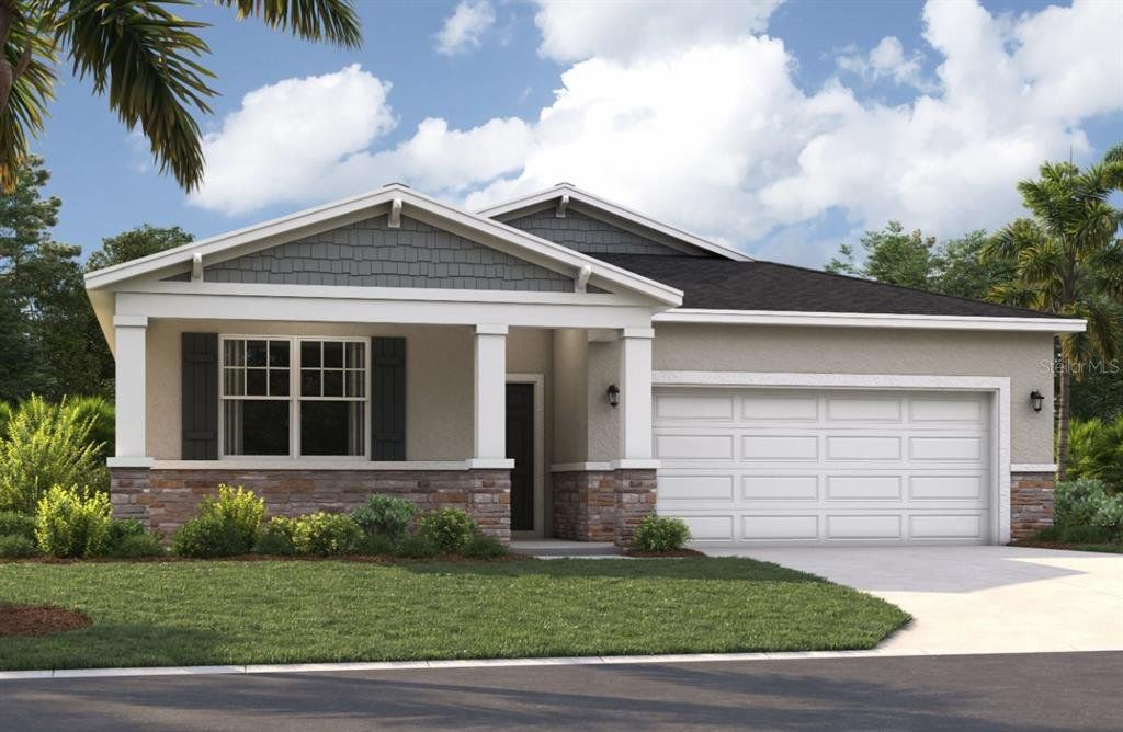 Front exterior of a new home in Wynnstone, Davenport, FL, highlighting curb appeal (Image 1). Front exterior of a new home in Wynnstone, Davenport, FL, highlighting curb appeal (Image 1).