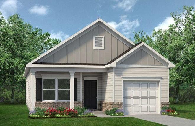 Front exterior of a new home in The Andros, Dalton, GA, highlighting curb appeal (Image 1). Front exterior of a new home in The Andros, Dalton, GA, highlighting curb appeal (Image 1).