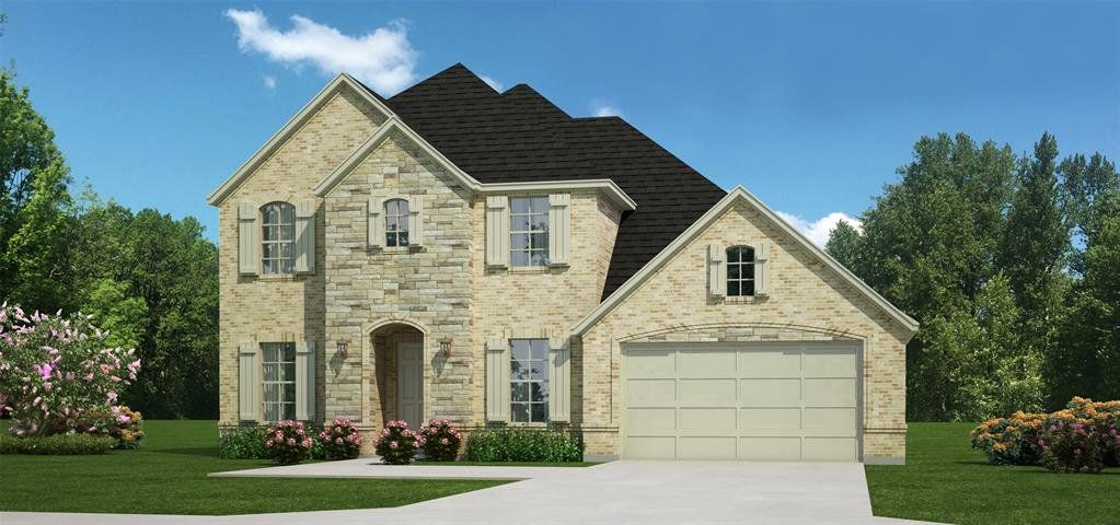 Front exterior of a new home in Settlers Glen, New Fairview, TX, highlighting curb appeal (Image 1).