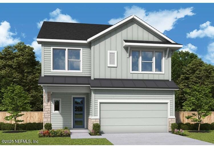Front exterior of a new home in Evergreen Island at Silverleaf - Executive, St. Augustine, FL, highlighting curb appeal (Image 1).