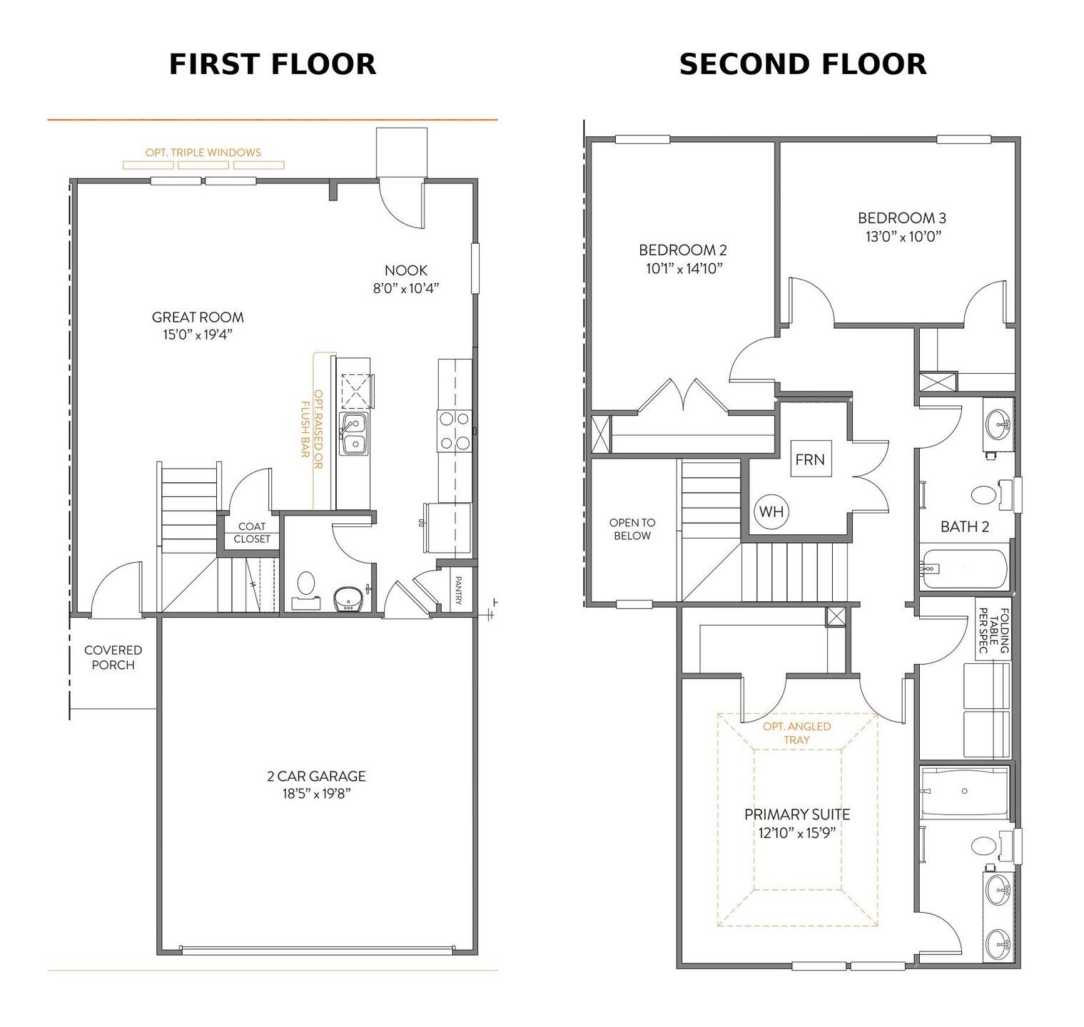 2D floor plan layout of this home in Harris Place Aurora, Mooresville, NC (Image 1). 2D floor plan layout of this home in Harris Place Aurora, Mooresville, NC (Image 1).