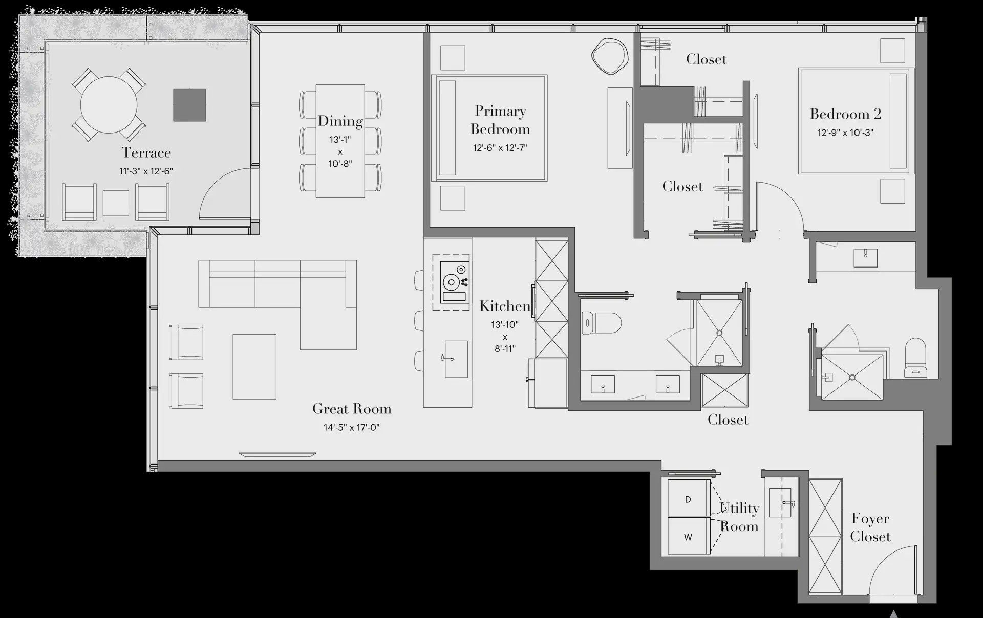 2D floor plan layout for the 2B-06 by Optima Homes in Optima McDowell Mountain, Scottsdale, AZ (Image 1).