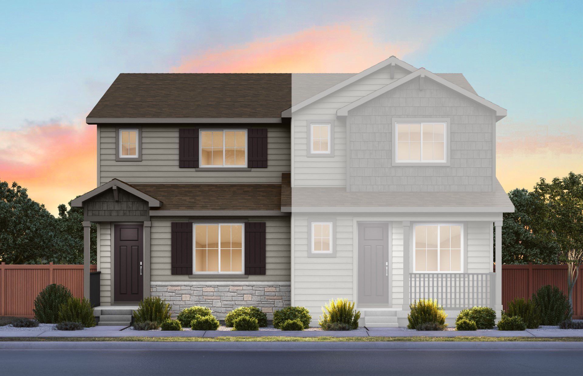 Front exterior of a new home in Sky Ranch, Watkins, CO, highlighting curb appeal (Image 1). Front exterior of a new home in Sky Ranch, Watkins, CO, highlighting curb appeal (Image 1).