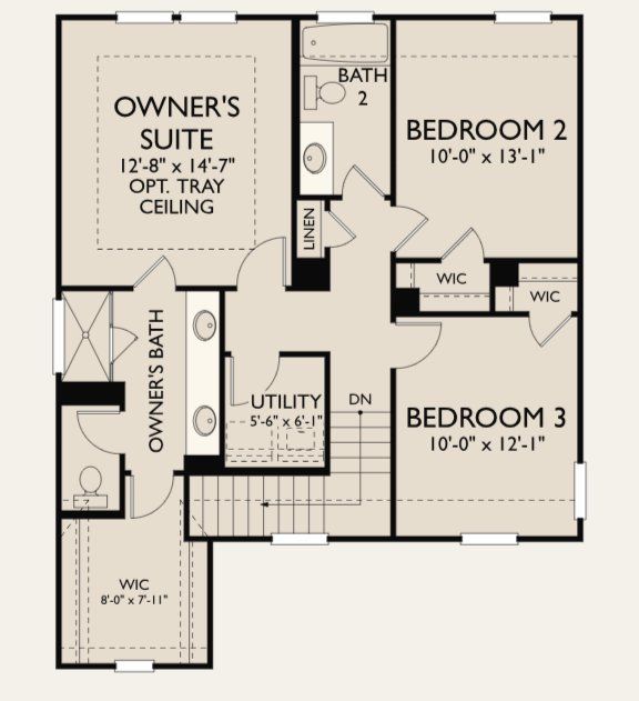 2D floor plan layout for the Austin by Ashton Woods in The Cottages at La Cima, San Marcos, TX (Image 1).