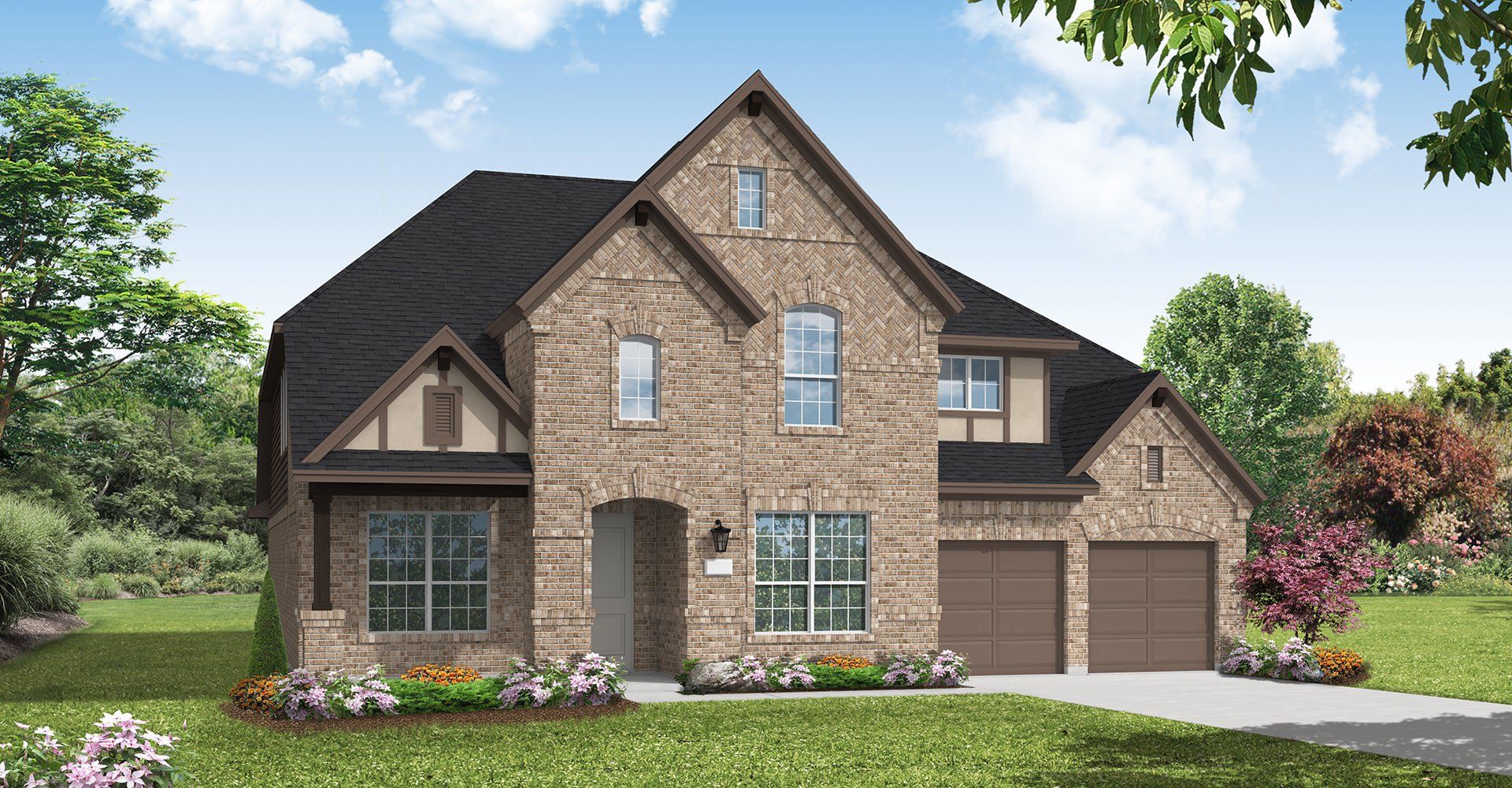 Front exterior of a new home in South Pointe, Mansfield, TX, highlighting curb appeal (Image 1). Front exterior of a new home in South Pointe, Mansfield, TX, highlighting curb appeal (Image 1).