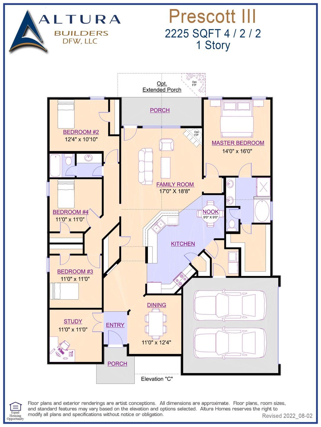 2D floor plan layout for the Prescott III by Altura Homes in Mallard Point, Greenville, TX (Image 1). 2D floor plan layout for the Prescott III by Altura Homes in Mallard Point, Greenville, TX (Image 1).
