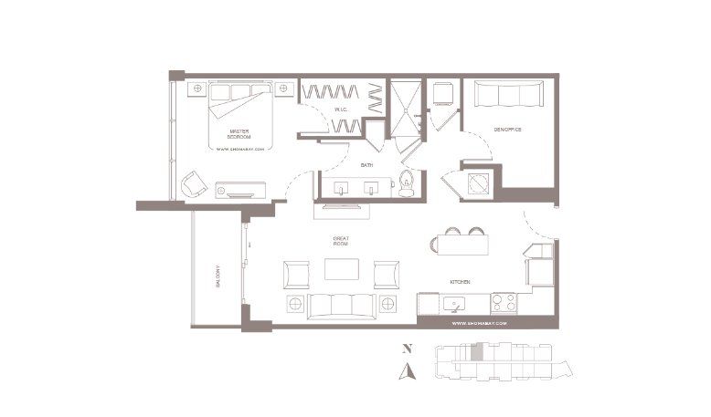 2D floor plan layout for the A2.1 by Shoma Group in Shoma Bay, North Bay Village, FL (Image 1).