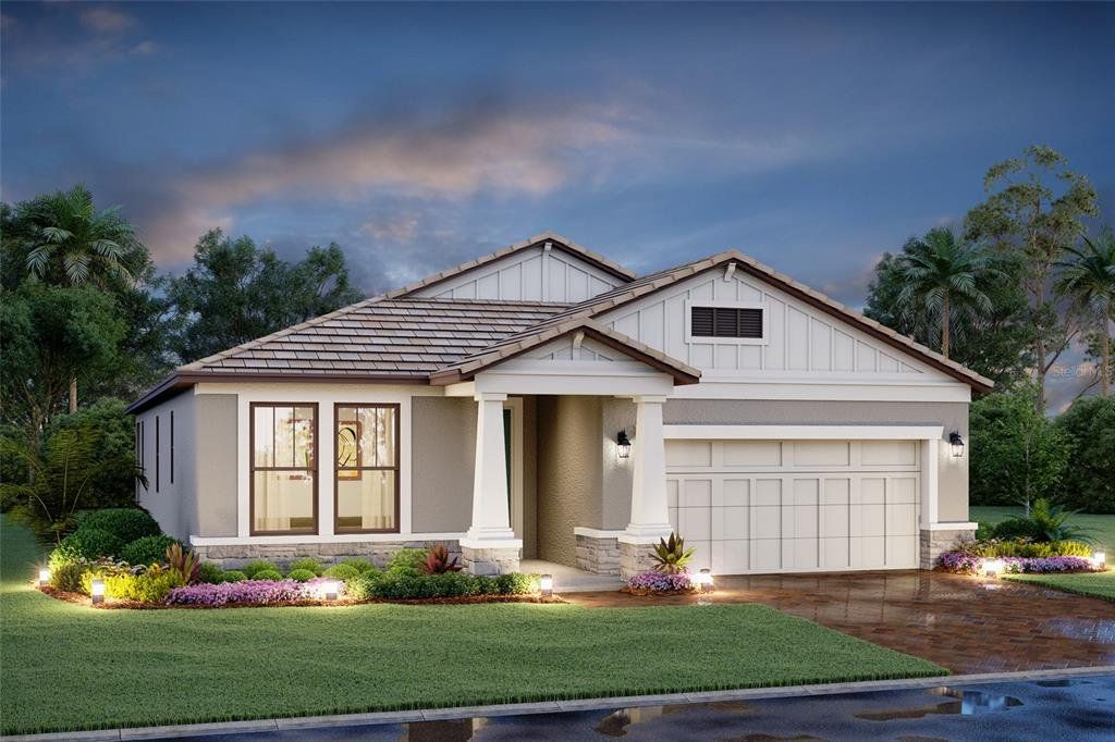 Front exterior of a new home in Sweetwater at Lakewood Ranch, Lakewood Ranch, FL, highlighting curb appeal (Image 1). Front exterior of a new home in Sweetwater at Lakewood Ranch, Lakewood Ranch, FL, highlighting curb appeal (Image 1).