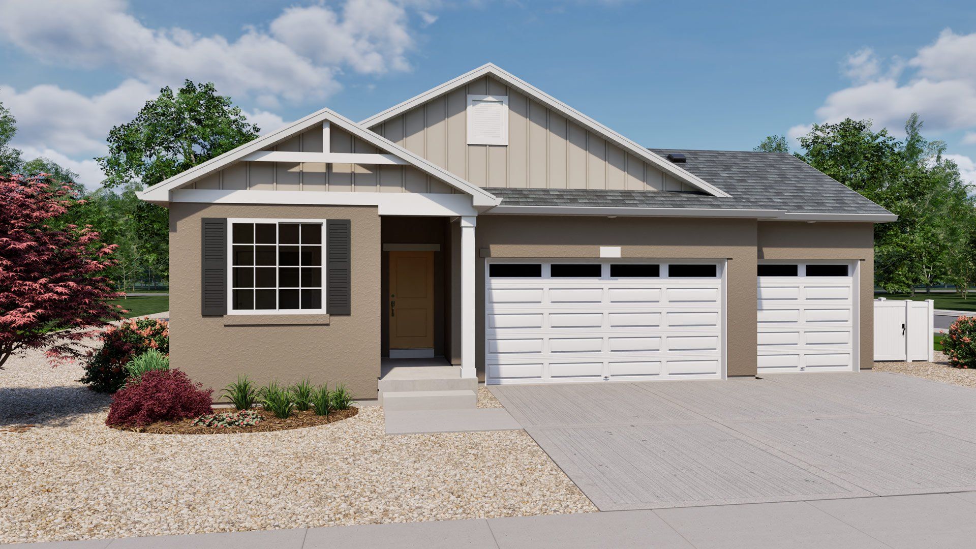 Representative exterior photo of a completed home built from the Splendor by Oakwood Homes Co in Reunion, Commerce City, CO (Image 1). Representative exterior photo of a completed home built from the Splendor by Oakwood Homes Co in Reunion, Commerce City, CO (Image 1).