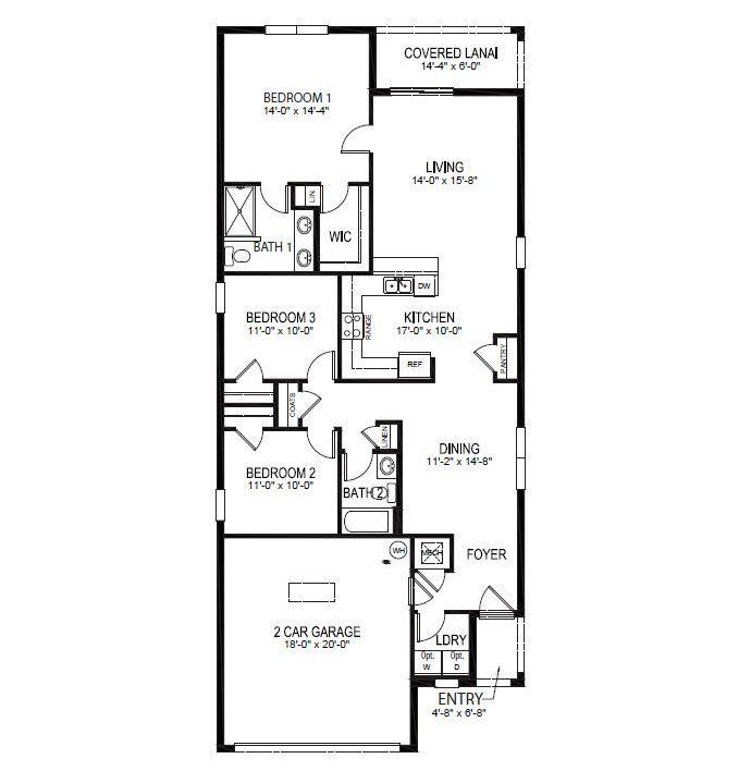 2D floor plan layout of this home in Magnolia Pointe, Umatilla, FL (Image 1).