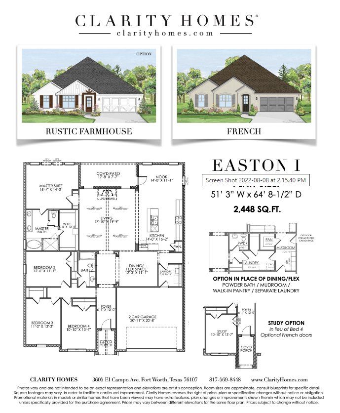 2D floor plan layout for the Easton I by Clarity Homes in Wildcat Ridge, Godley, TX (Image 1). 2D floor plan layout for the Easton I by Clarity Homes in Wildcat Ridge, Godley, TX (Image 1).