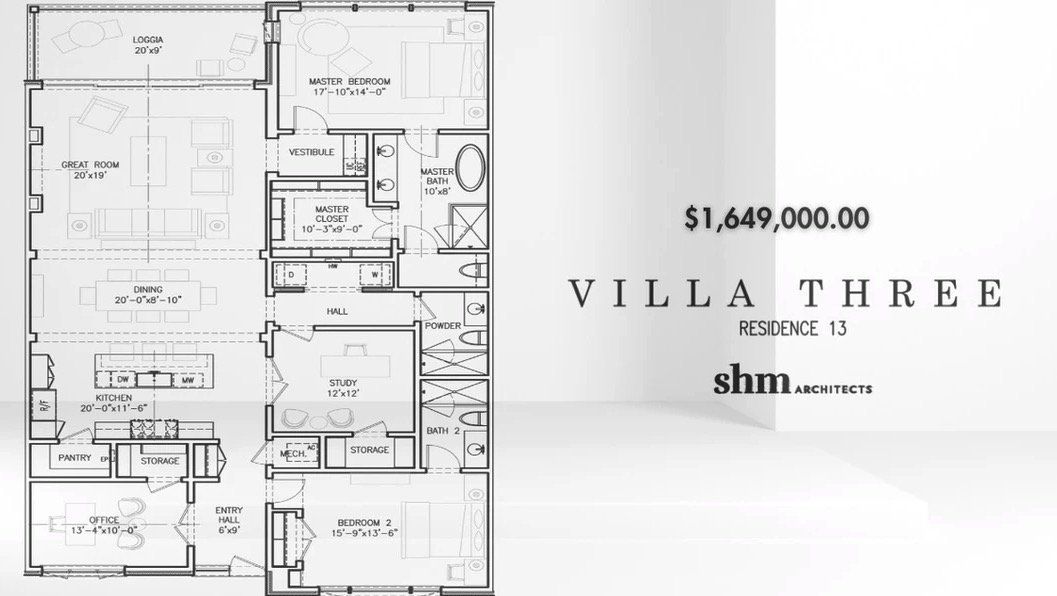 2D floor plan layout for the Villa 3 - 13 by Savannah Developers in The Residences, Irving, TX (Image 1).
