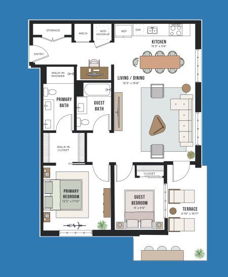 2D floor plan layout for the C4 by Intracorp in Congress Lofts Saint Elmo, Austin, TX (Image 1).