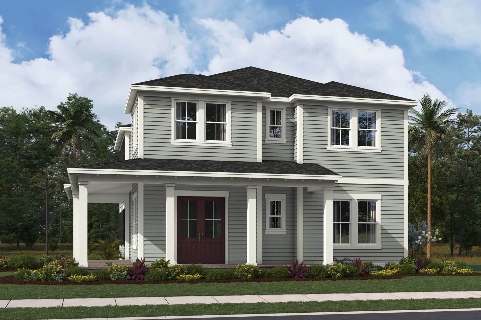 Front exterior of a new home in Newfield - Rosette Park, Palm City, FL, highlighting curb appeal (Image 1).