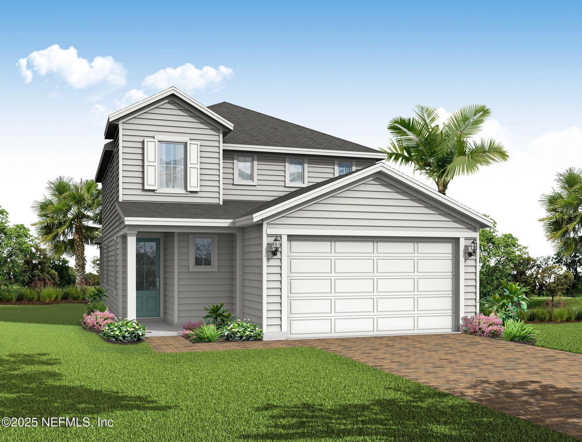 Front exterior of a new home in Crosswinds at Nocatee, Ponte Vedra, FL, highlighting curb appeal (Image 1). Front exterior of a new home in Crosswinds at Nocatee, Ponte Vedra, FL, highlighting curb appeal (Image 1).