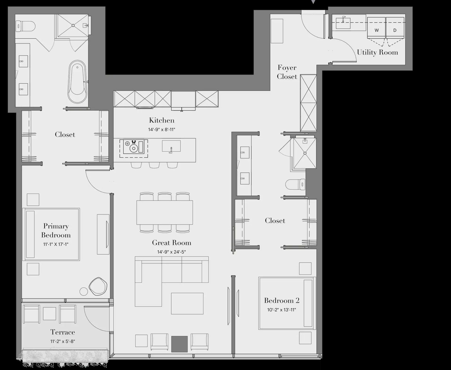 2D floor plan layout for the 2B-05 by Optima Homes in Optima McDowell Mountain, Scottsdale, AZ (Image 1).