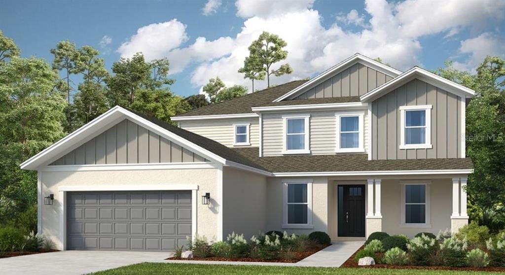Front exterior of a new home in Firethorn, Parrish, FL, highlighting curb appeal (Image 1). Front exterior of a new home in Firethorn, Parrish, FL, highlighting curb appeal (Image 1).