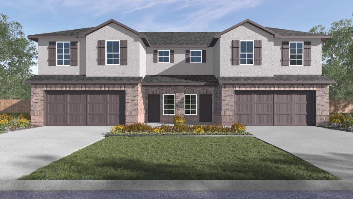 Front exterior of a new home in Palomino, Manor, TX, highlighting curb appeal (Image 1). Front exterior of a new home in Palomino, Manor, TX, highlighting curb appeal (Image 1).