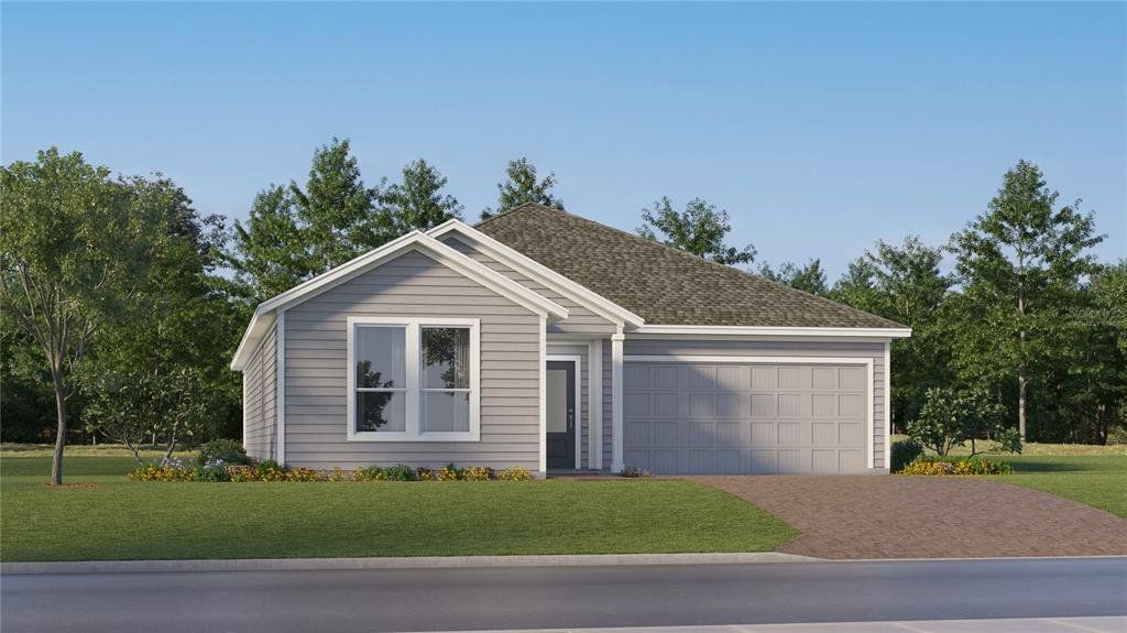 Front exterior of a new home in Sanctuary at Wellness Ridge, Clermont, FL, highlighting curb appeal (Image 1). Front exterior of a new home in Sanctuary at Wellness Ridge, Clermont, FL, highlighting curb appeal (Image 1).