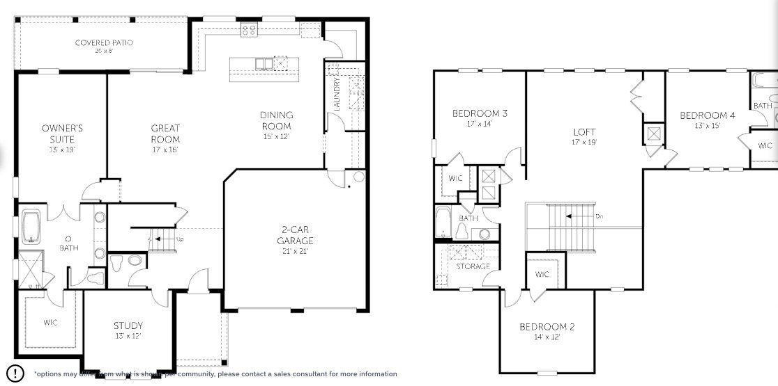2D floor plan layout for the Baldwin by Dream Finders Homes in Palms at Windermere, Windermere, FL (Image 1).