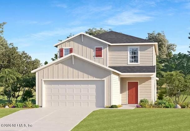 Front exterior of a new home in Avalon Woods, Jacksonville, FL, highlighting curb appeal (Image 1). Front exterior of a new home in Avalon Woods, Jacksonville, FL, highlighting curb appeal (Image 1).