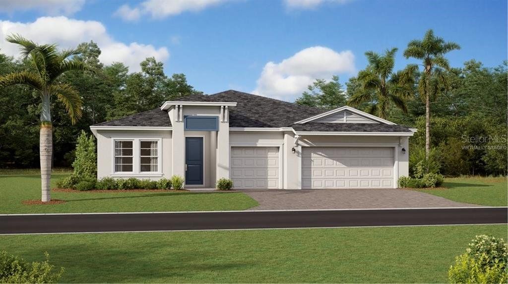 Front exterior of a new home in Wellness Ridge: Chateau Collection, Clermont, FL, highlighting curb appeal (Image 1). Front exterior of a new home in Wellness Ridge: Chateau Collection, Clermont, FL, highlighting curb appeal (Image 1).