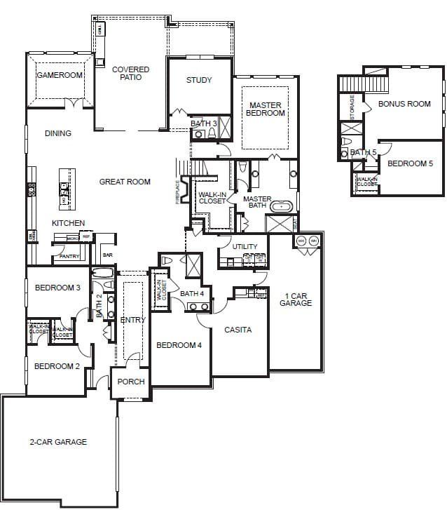 2D floor plan layout of this home in ClearWater Ranch, Liberty Hill, TX (Image 1). 2D floor plan layout of this home in ClearWater Ranch, Liberty Hill, TX (Image 1).