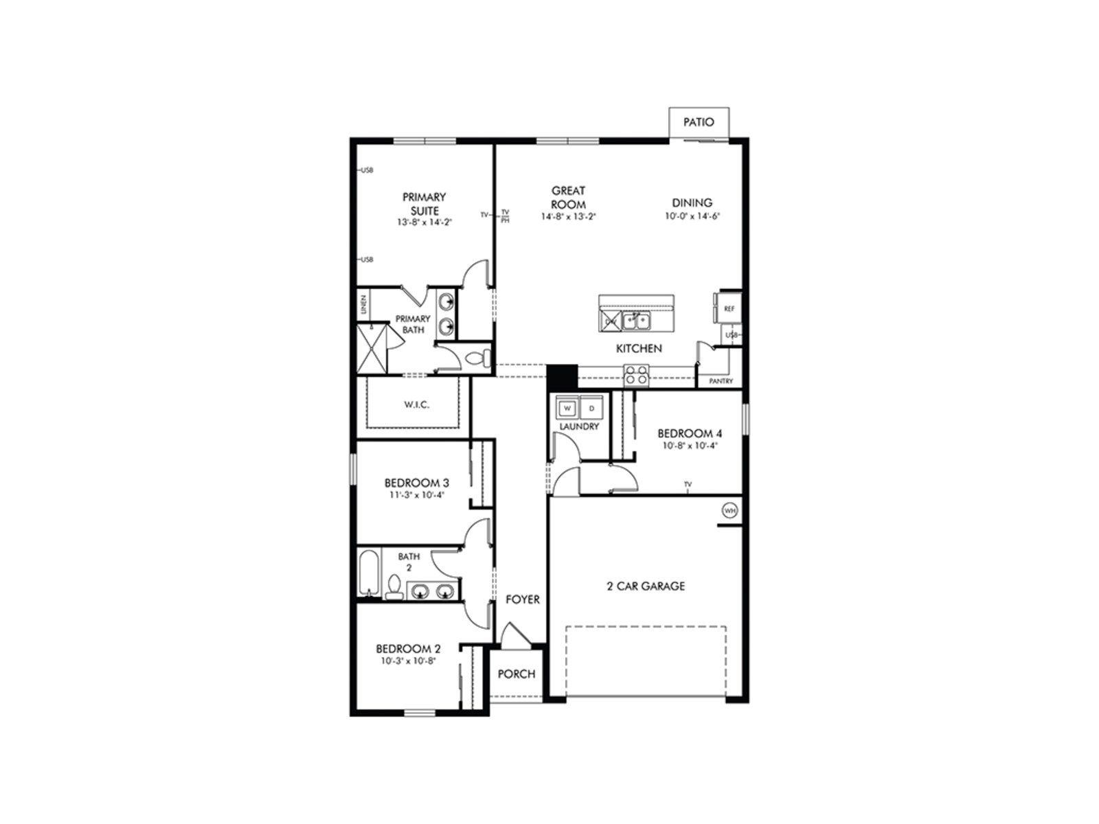 2D floor plan layout of this home in Hamilton Bluff - Signature Series, Lake Hamilton, FL (Image 1). 2D floor plan layout of this home in Hamilton Bluff - Signature Series, Lake Hamilton, FL (Image 1).