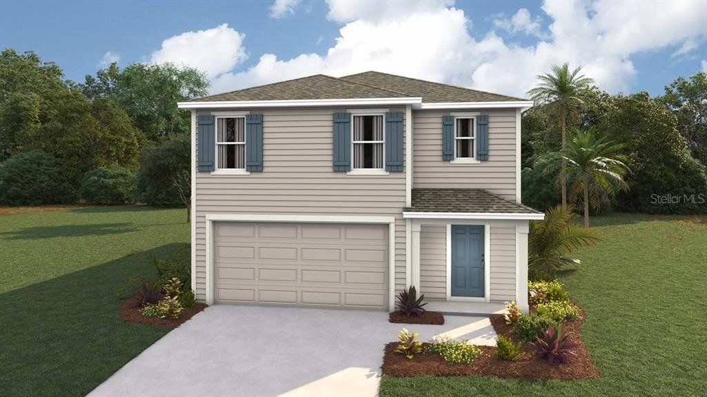 Front exterior of a new home in Avalon Woods, Newberry, FL, highlighting curb appeal (Image 1). Front exterior of a new home in Avalon Woods, Newberry, FL, highlighting curb appeal (Image 1).