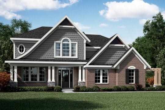 Representative exterior photo of a completed home built from the Clay by Fischer Homes in Hidden Fields, Hoschton, GA (Image 1). Representative exterior photo of a completed home built from the Clay by Fischer Homes in Hidden Fields, Hoschton, GA (Image 1).