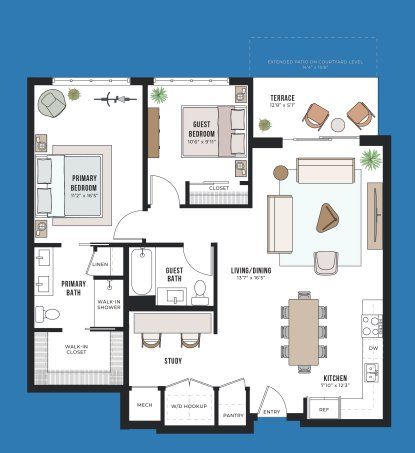 2D floor plan layout for the C1 by Intracorp in Congress Lofts Saint Elmo, Austin, TX (Image 1).