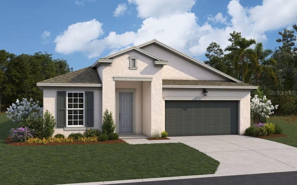 Front exterior of a new home in Creekside Run at Babcock Ranch, Punta Gorda, FL, highlighting curb appeal (Image 1). Front exterior of a new home in Creekside Run at Babcock Ranch, Punta Gorda, FL, highlighting curb appeal (Image 1).