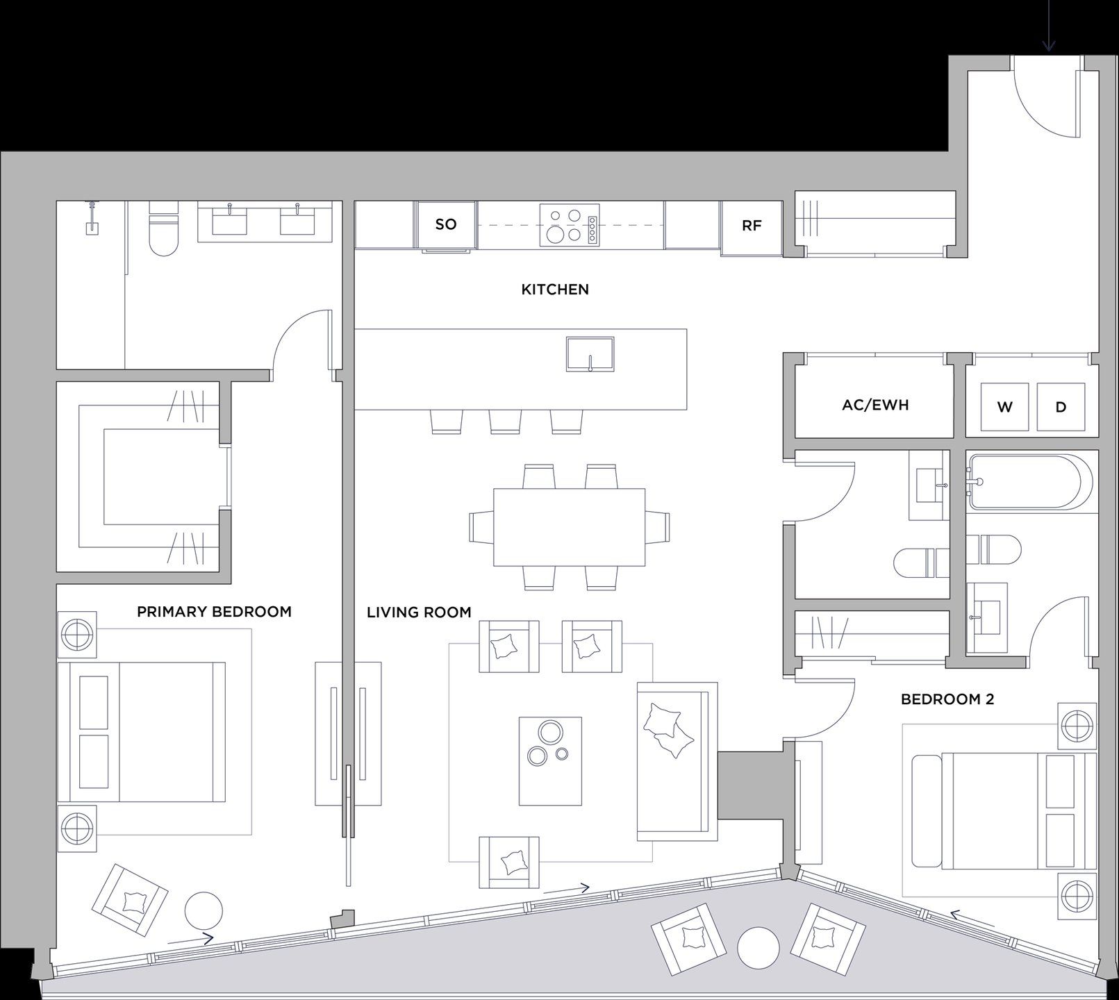 2D floor plan layout for the Unit B FLOORS 8-23 by SB Development in Cove, Miami, FL (Image 1).