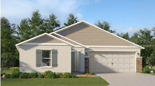 Front exterior of a new home in Crosswinds: Estate Key Collection, Haines City, FL, highlighting curb appeal (Image 1).