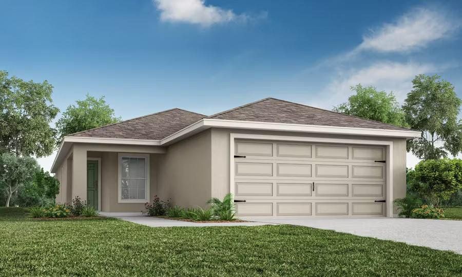 Front exterior of a new home in Bradbury Creek, Haines City, FL, highlighting curb appeal (Image 1).