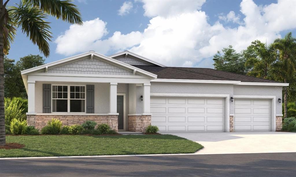 Front exterior of a new home in Green Leaf, West Melbourne, FL, highlighting curb appeal (Image 1). Front exterior of a new home in Green Leaf, West Melbourne, FL, highlighting curb appeal (Image 1).