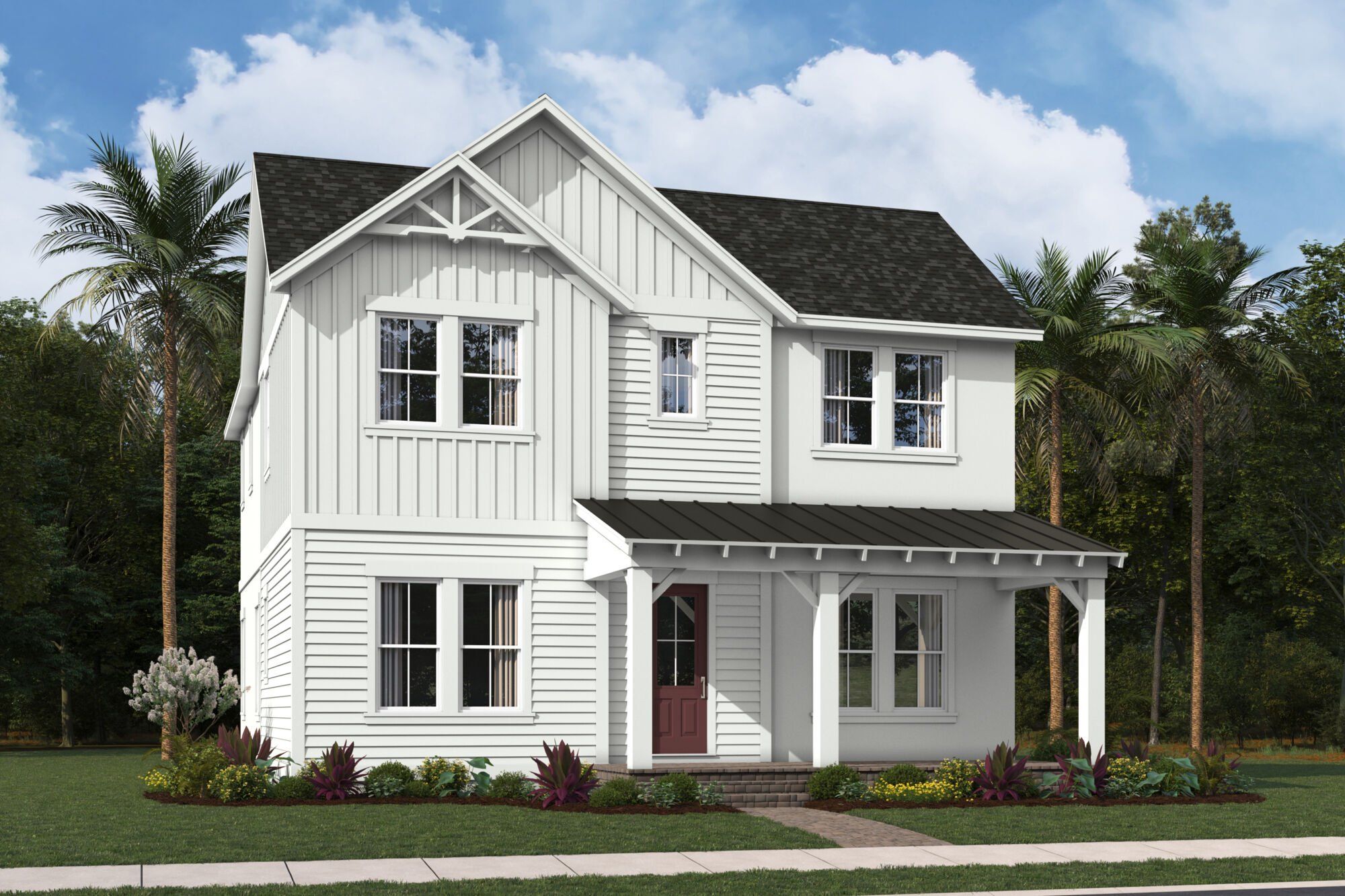 Front exterior of a new home in Newfield - Rosette Park, Palm City, FL, highlighting curb appeal (Image 1).