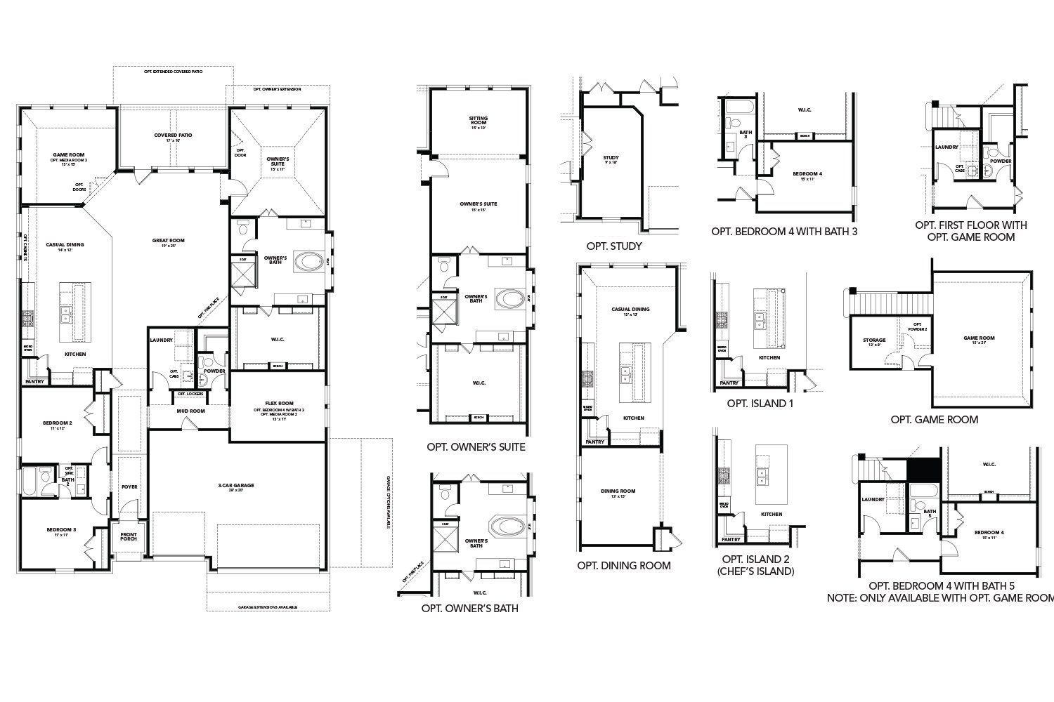 2D floor plan layout for the Villanova by Brightland Homes in Anna Ranch, Anna, TX (Image 1).