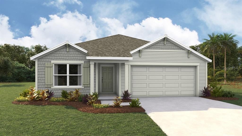 Front exterior of a new home in Avalon Woods, Newberry, FL, highlighting curb appeal (Image 1).
