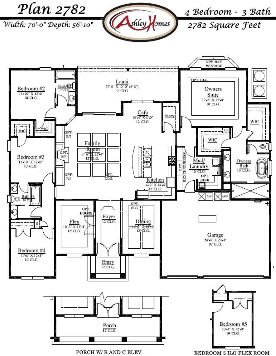 2D floor plan layout for the Plan 2782 by Ashley Homes, LLC in Courtney Oaks in SilverLeaf, St. Augustine, FL (Image 1). 2D floor plan layout for the Plan 2782 by Ashley Homes, LLC in Courtney Oaks in SilverLeaf, St. Augustine, FL (Image 1).