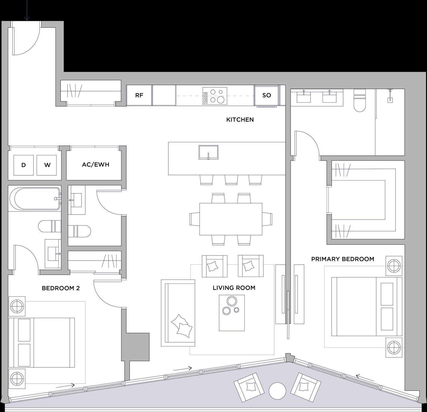 2D floor plan layout for the Unit C FLOORS 8-23 by SB Development in Cove, Miami, FL (Image 1).