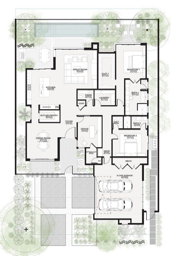 2D floor plan layout for the Stratus A by Cullum Homes in Ascent at The Phoenician®, Scottsdale, AZ (Image 1).